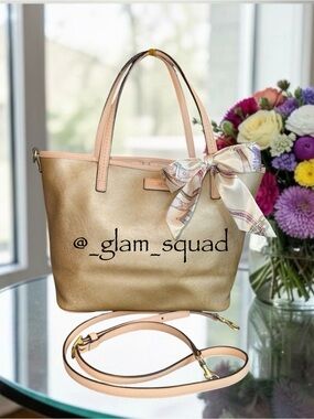 Coach Park Metro 2013 tote beautiful gold w/ beige (with slight hue of pink) EUC